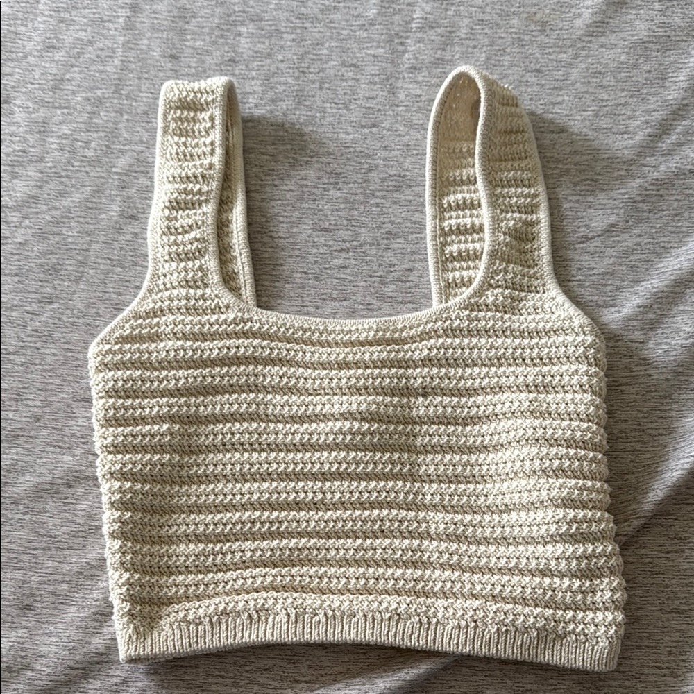 H&M Cream Knit Cropped Tank Top (SMALL)